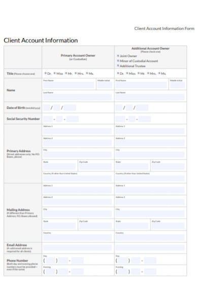 client account information form