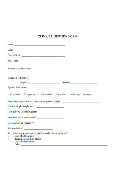 clinical history form