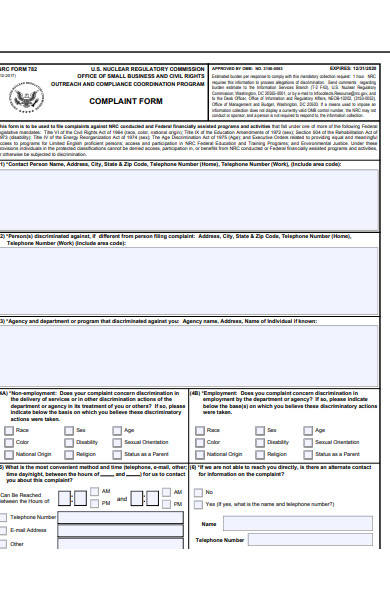 complaint form