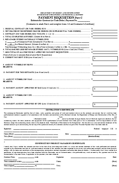 construction payment requisition form