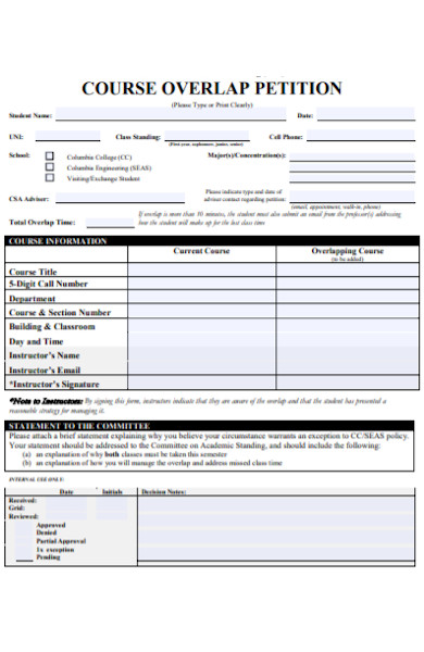 course overlap petition form