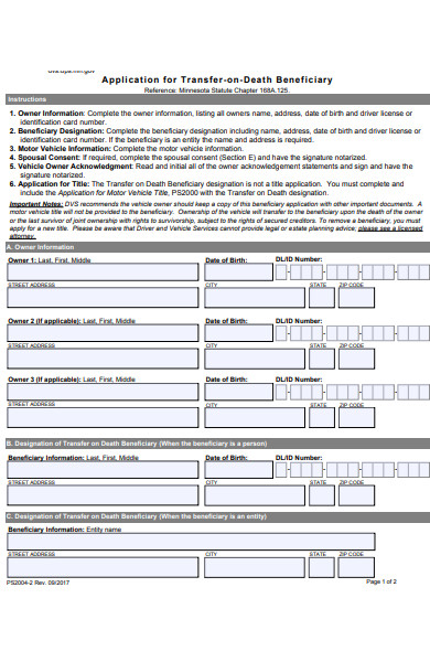 death beneficiary form