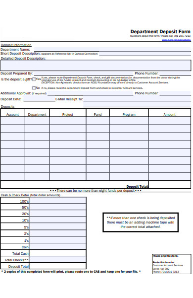 department deposit form