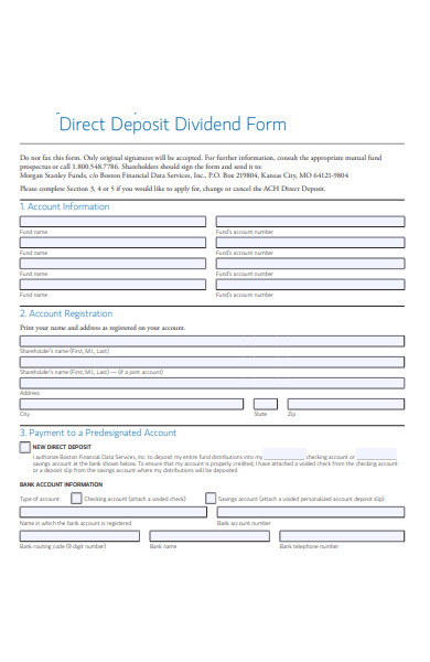 deposit dividend form