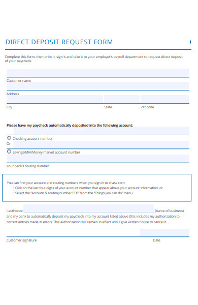 deposit request form