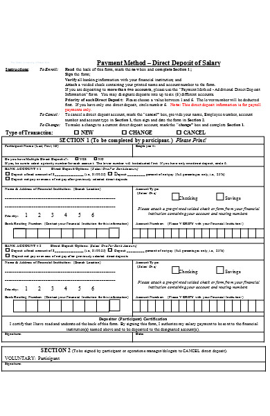 deposit salary form