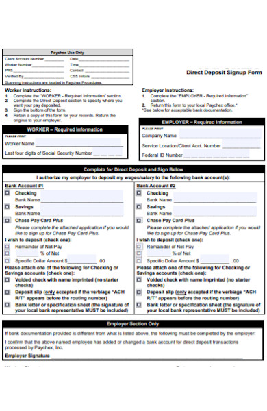 direct deposit signup form