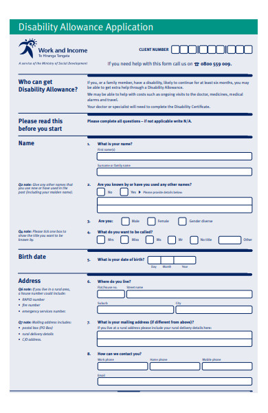 Ada Disability Form Printable