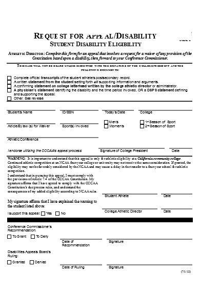 disability appeal form