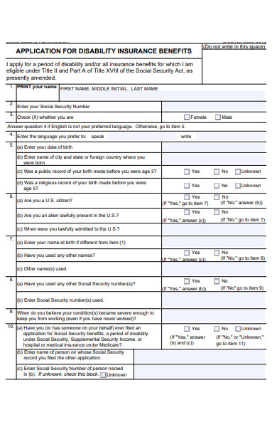 disability application form