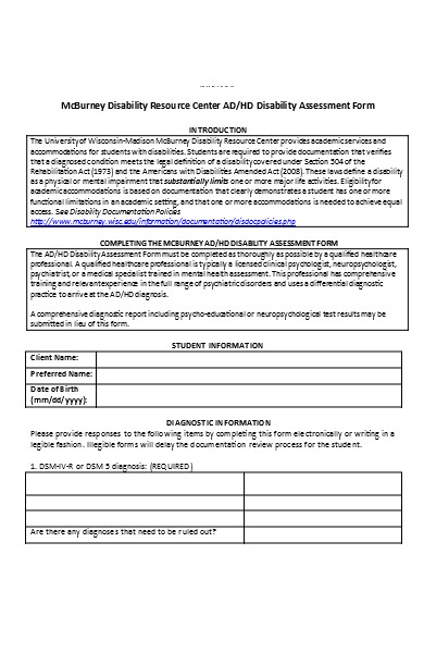 Disability Risk Assessment Template