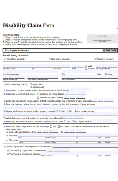 disability form sample