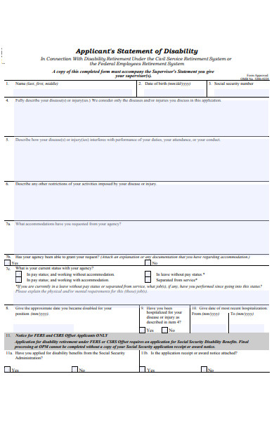 disability statement form