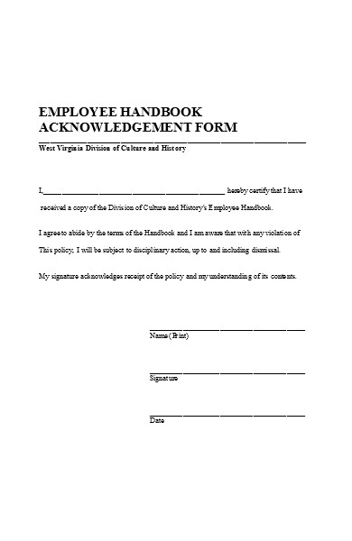 employee acknowledgment policy form