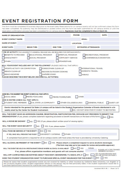 event registration form