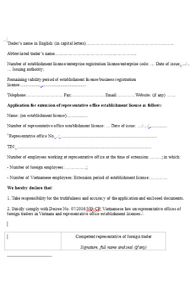 extension office representative form