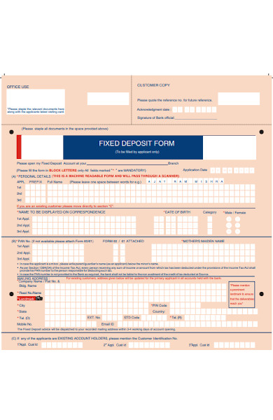 fixed deposit form