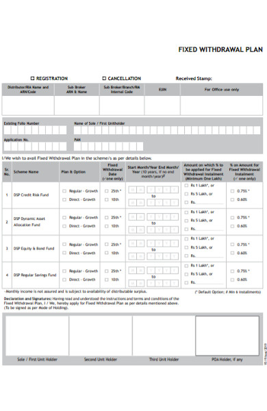 fixed withdrawal plan form
