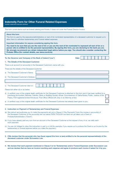 funeral expense claim form