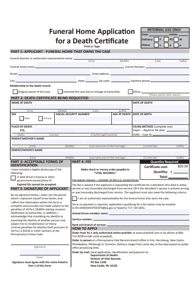 funeral home application form