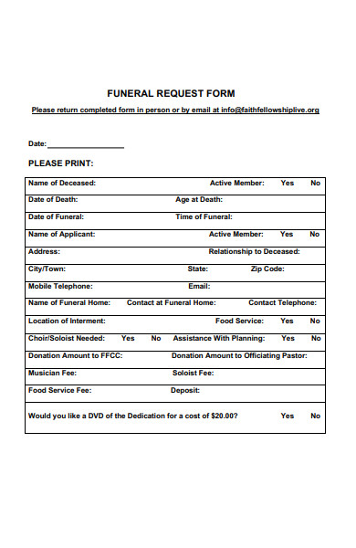 Funeral Work Excuse Forms Printable 2977
