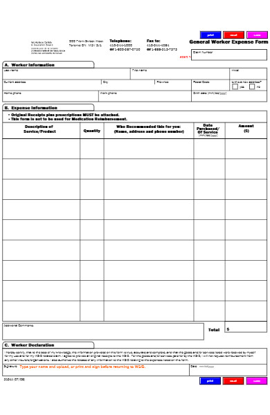 general worker expense form
