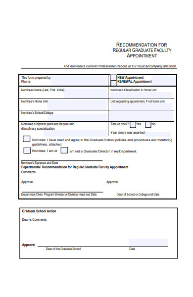graduate faculty appointment form