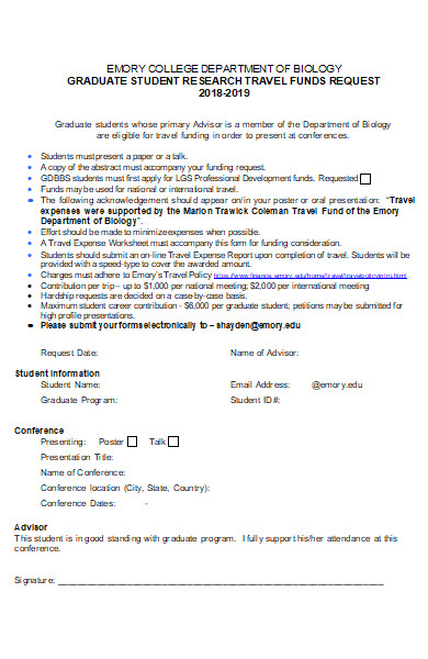 graduate fund request form