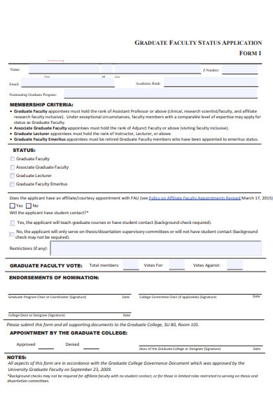 graduate status application form