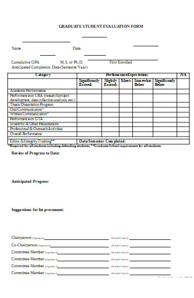 graduate student evalauation form