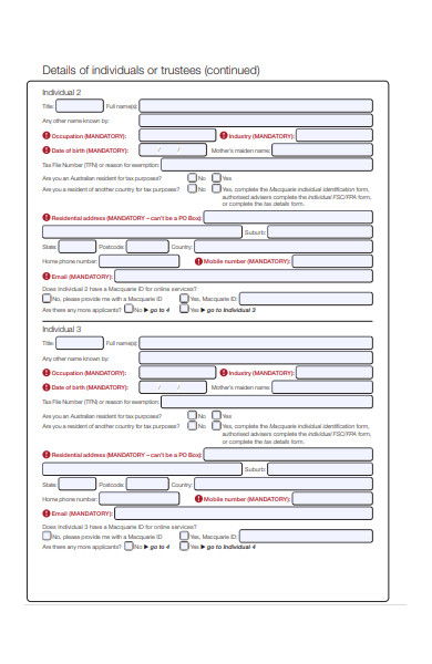 individual deposit form
