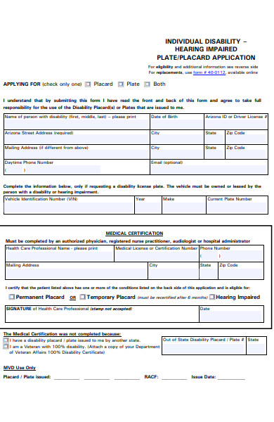 individual disability form