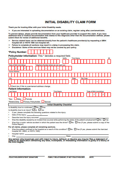 initial disability form