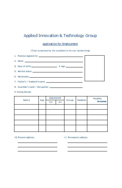 innovation company application for employment