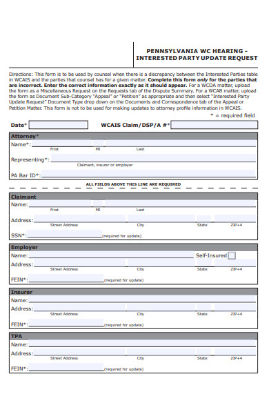 interestsed party update request form