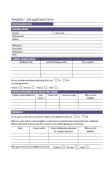 job application forms