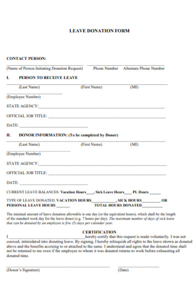 leave donation form
