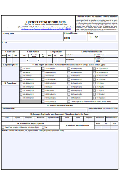 license event report form