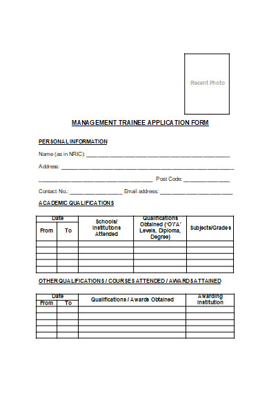 management trainee application form