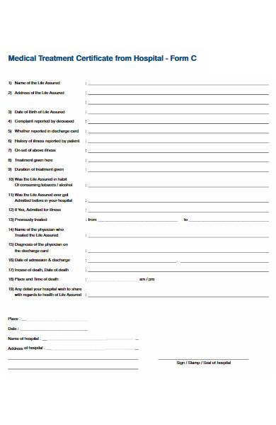 medical treatment certificate form