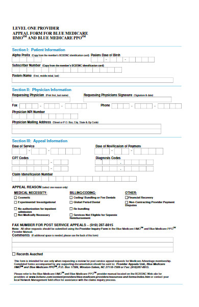 medicare appeal form example