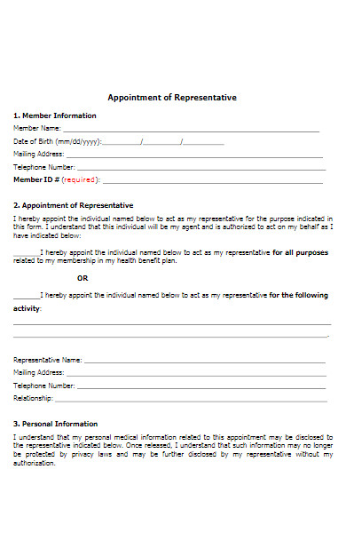 medicare appointment of representative form
