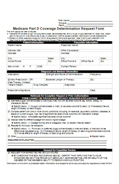 medicare coverage determination request form