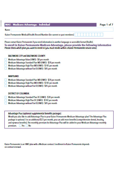 medicare individual enrollment form