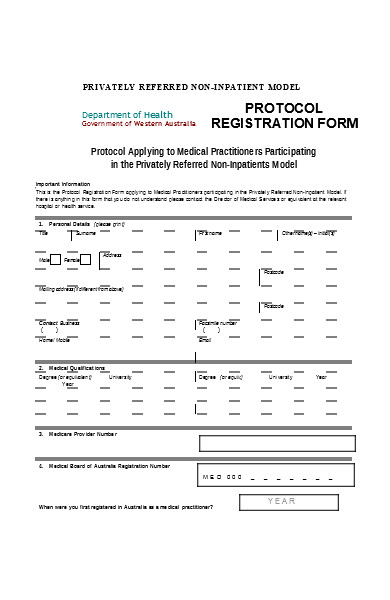 medicare protocol registration form