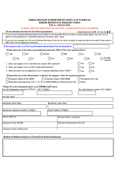 medicare reopening request form