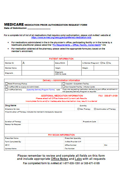 medication prior authorization request form