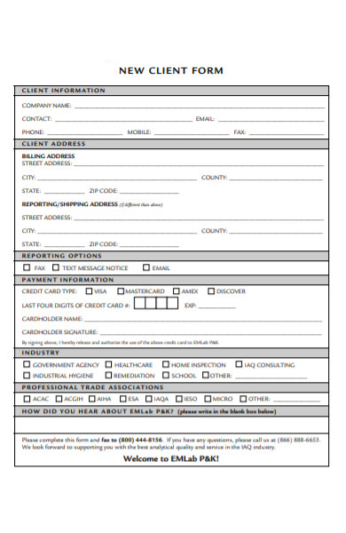 new client form