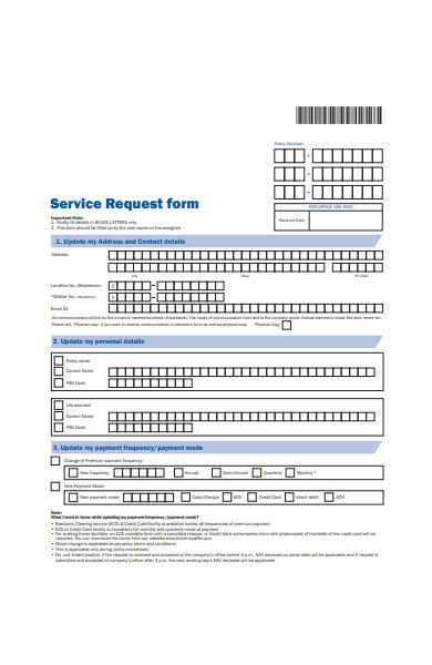 new policy service request form