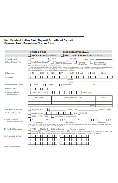 non resident fixed deposit form